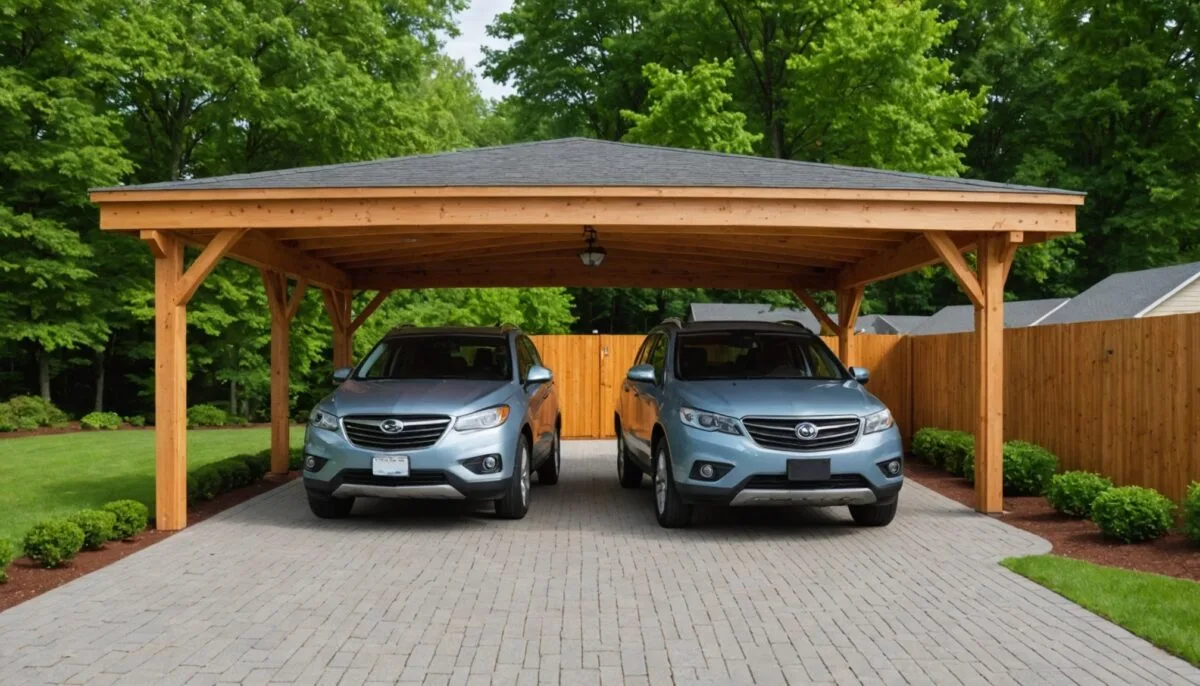 Carport en bois sur mesure intégrant harmonieusement l'espace extérieur