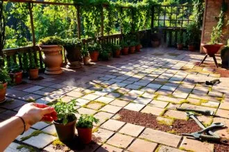 Terrasse propre et accueillante prête pour les beaux jours