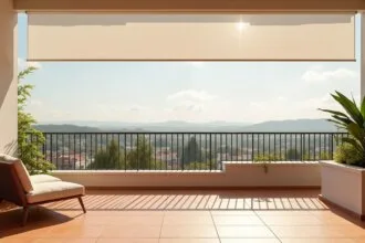 Terrasse ombragée avec des stores personnalisés pour l'été