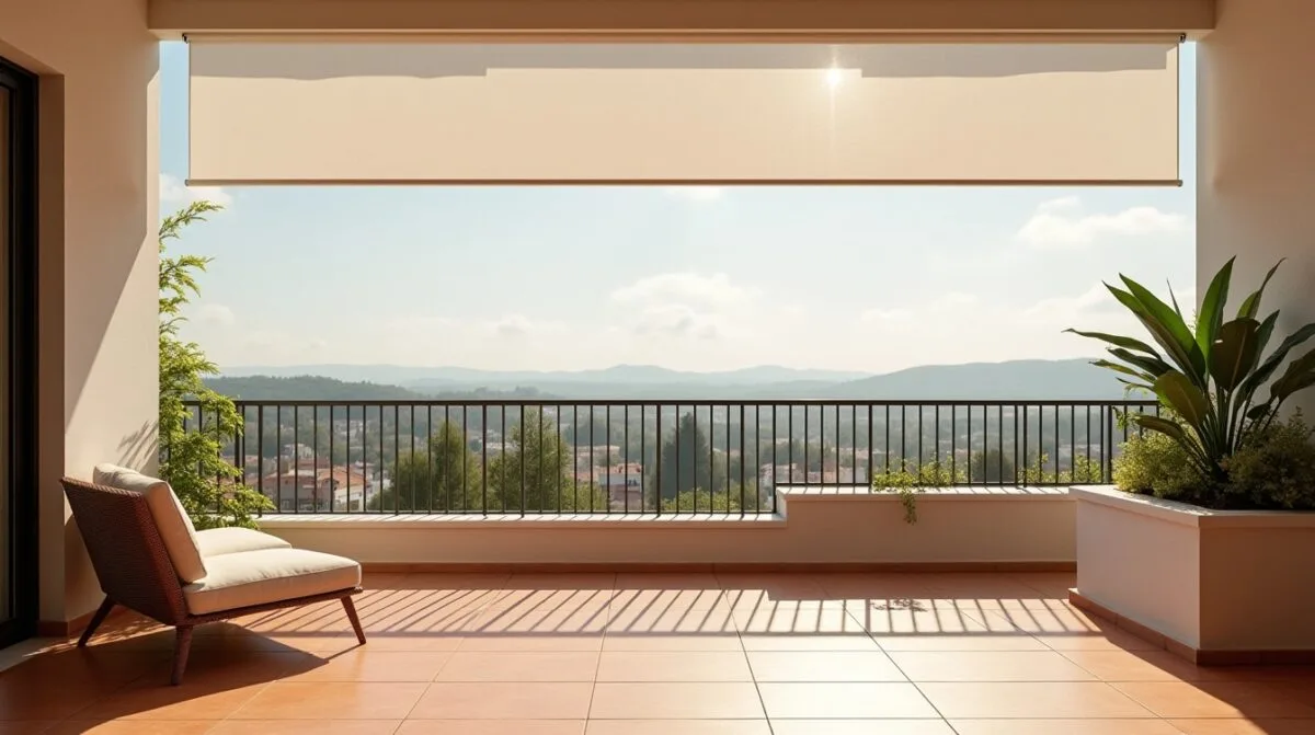 Terrasse ombragée avec des stores personnalisés pour l'été