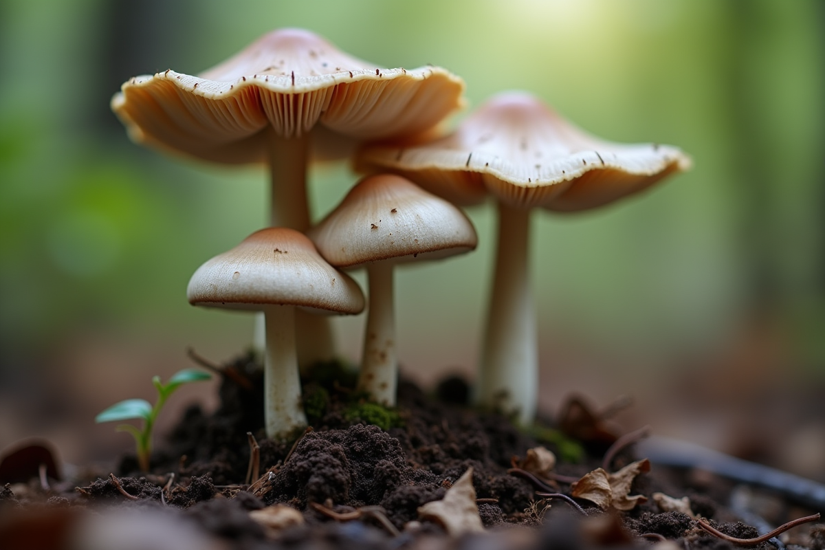 Champignons chanterelle grise dans la forêt humide
