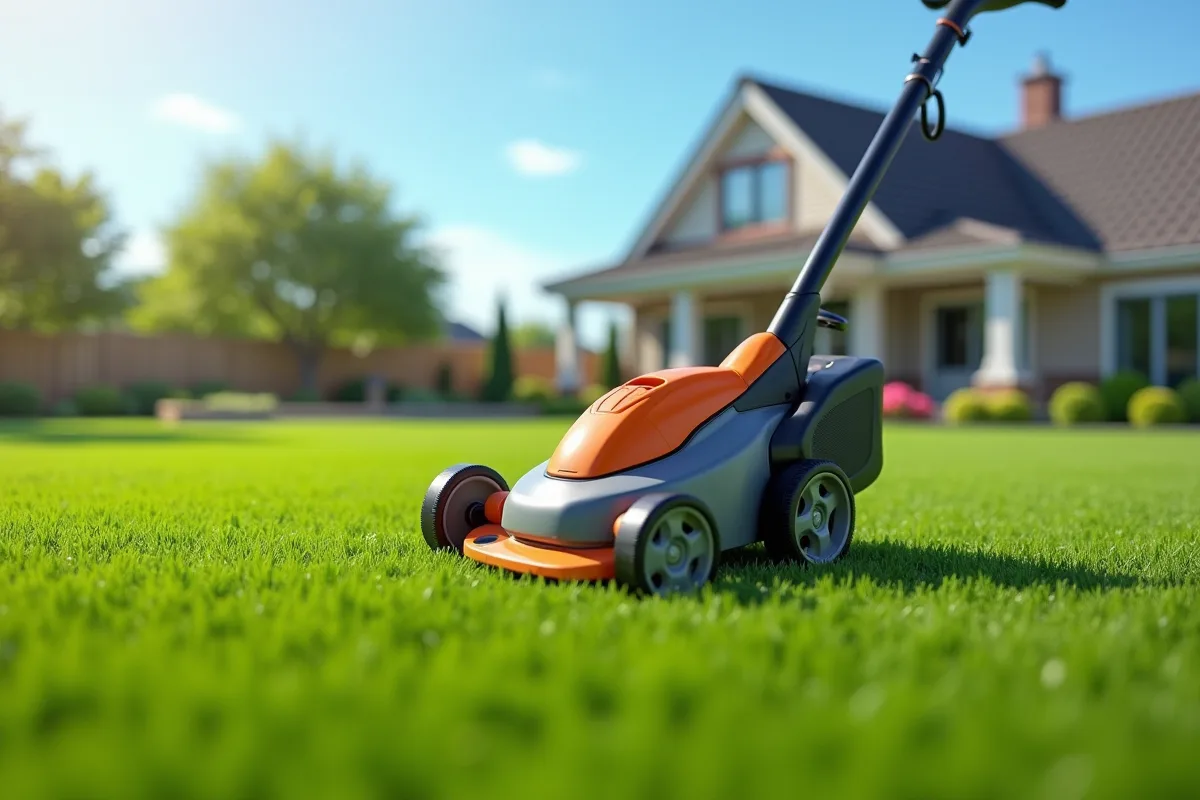 Coupe-bordure en action dans un jardin bien entretenu